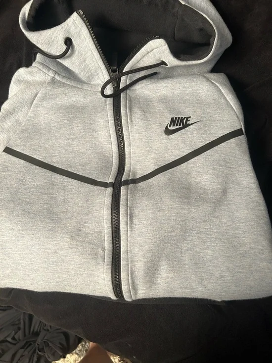 Nike Light Gray and Black Zip Hoodie - Picture 1 of 5